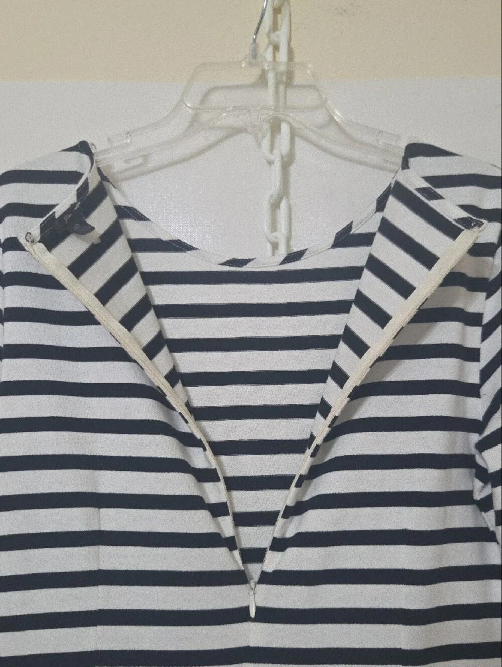 J. Crew Black & White Striped Long Sleeve Sheath 100% Cotton Dress - Size 10